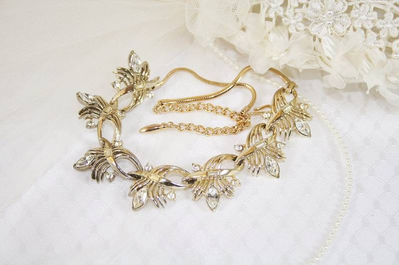 Funkelnde 60Er Jahre Coro Art Deco Stil Halskette Vintage Strass Hochzeit Cocktail Party von AuntBeasBling