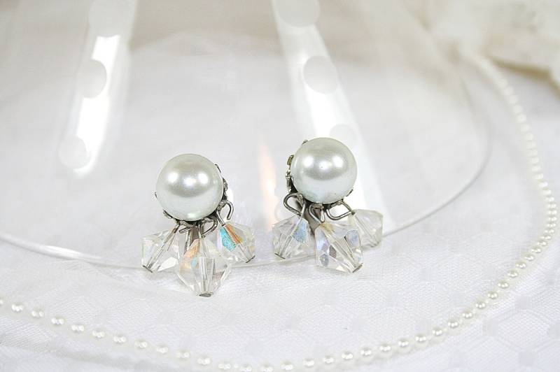 Kunstperlen Und Kristall Ohrringe Vintage Hochzeit Besondere Gelegenheit Für Jeden Anlass von AuntBeasBling