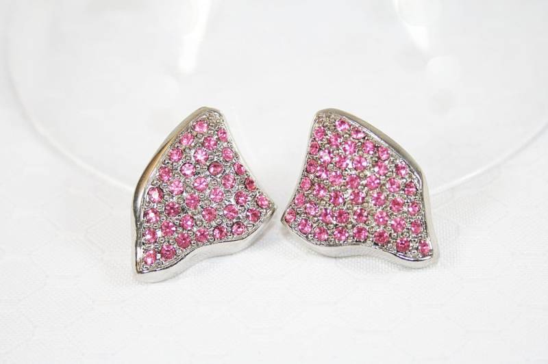 Pink Vintage 1980Er Jahre Pierced Ohrringepink Strass Neu Alte Lager Original Box von AuntBeasBling
