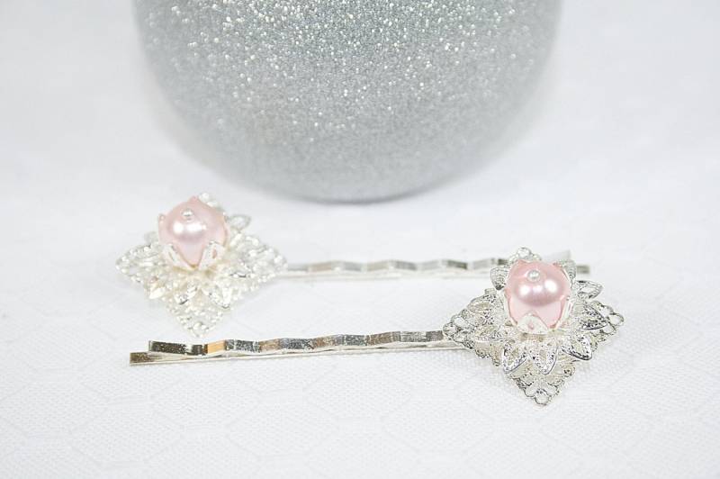 Rosa Faux Perle Blumen Haarclips Hochzeit Brautjungfern Haarspanmen von AuntBeasBling