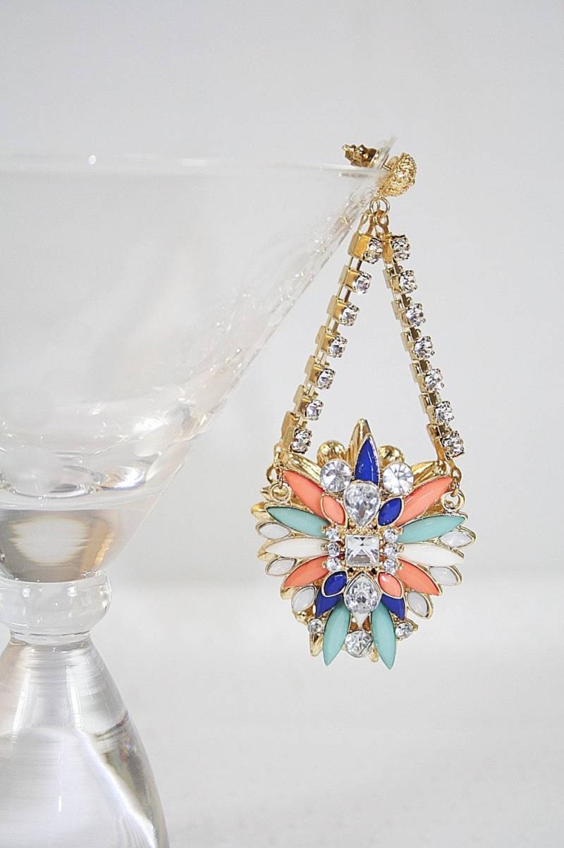 Statement Ohrringe Jugendstil Strass Schulterstauber Hochzeit Diva von AuntBeasBling