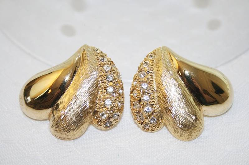 Strass Akzentuierte Pierced Ohrringe New Old Stock 1980Er Jahre Vintage Neu in Box von AuntBeasBling