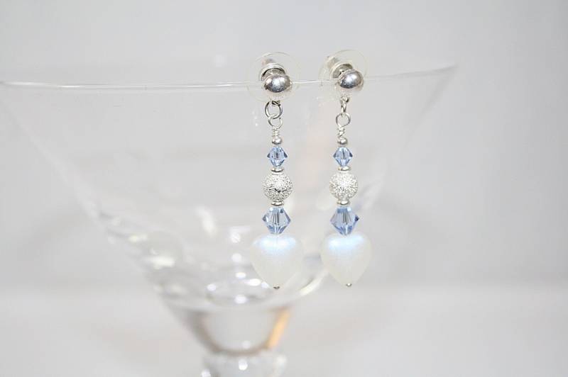 Valentines Ohrringe Frosted Herz Baumleger Blau Baumseider Hochzeit Süßes Geschenke Für Sie von AuntBeasBling