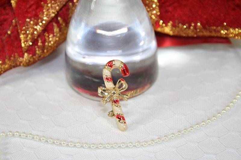 Weihnachten Candy Cane Brosche Pin Rot Weiß Schmuck Für Sie von AuntBeasBling