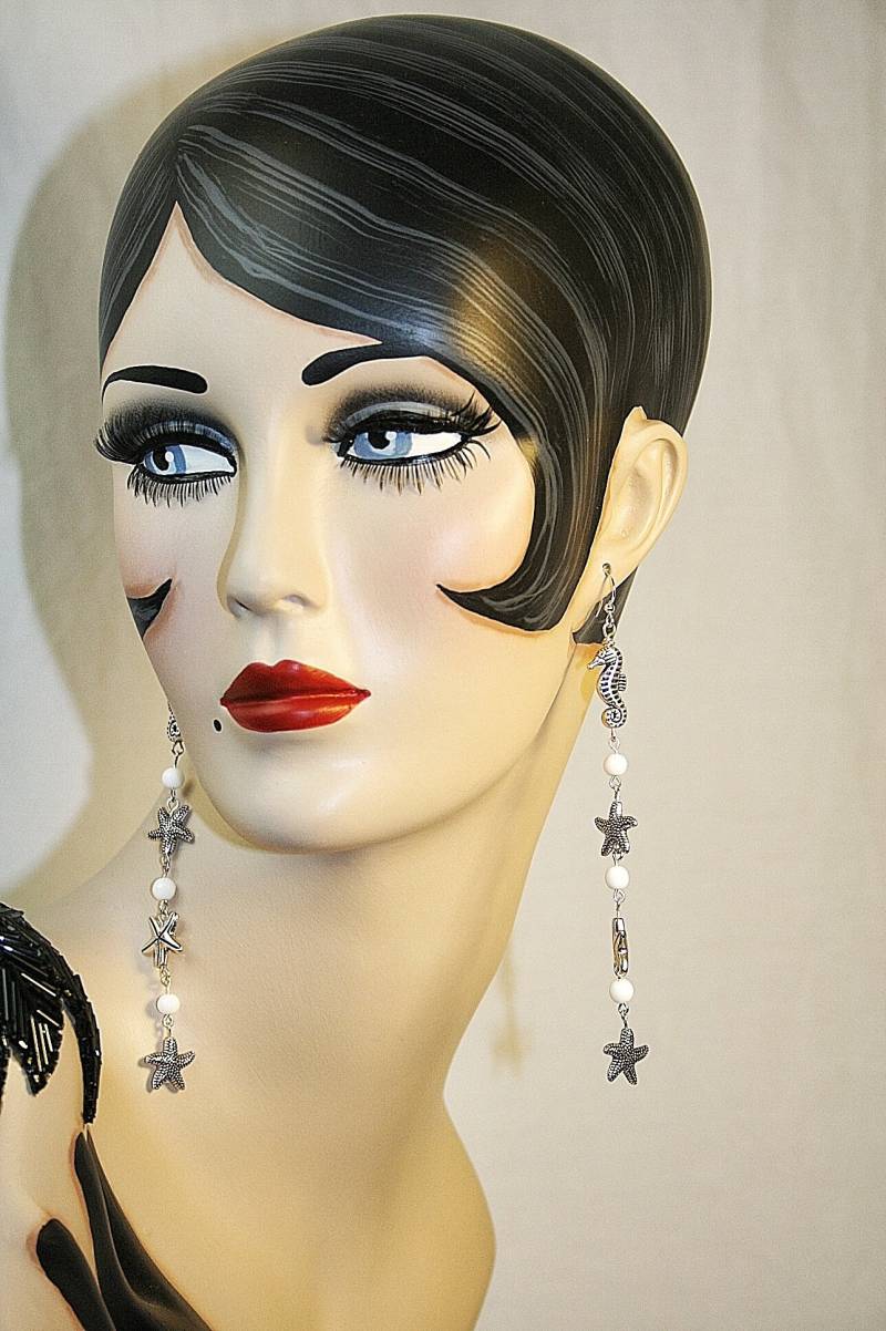 strand Ohrringe Seestern Seepferd Sommer Spaß Geschenke Für Sie Sealife Schulter Dusters Milchglas Perlen Diva von AuntBeasBling