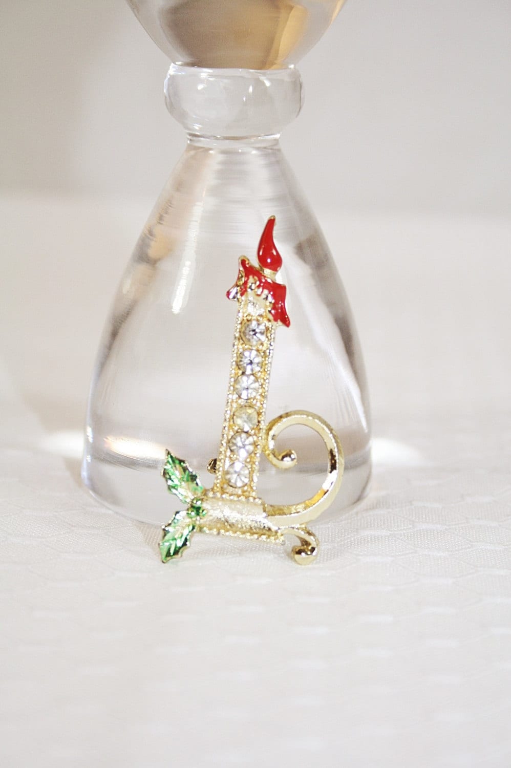 strass Weihnachtskerze Brosche Pin Vintage Weihnachts Brosche Kerzenhalter Geschenke Für Sie von AuntBeasBling
