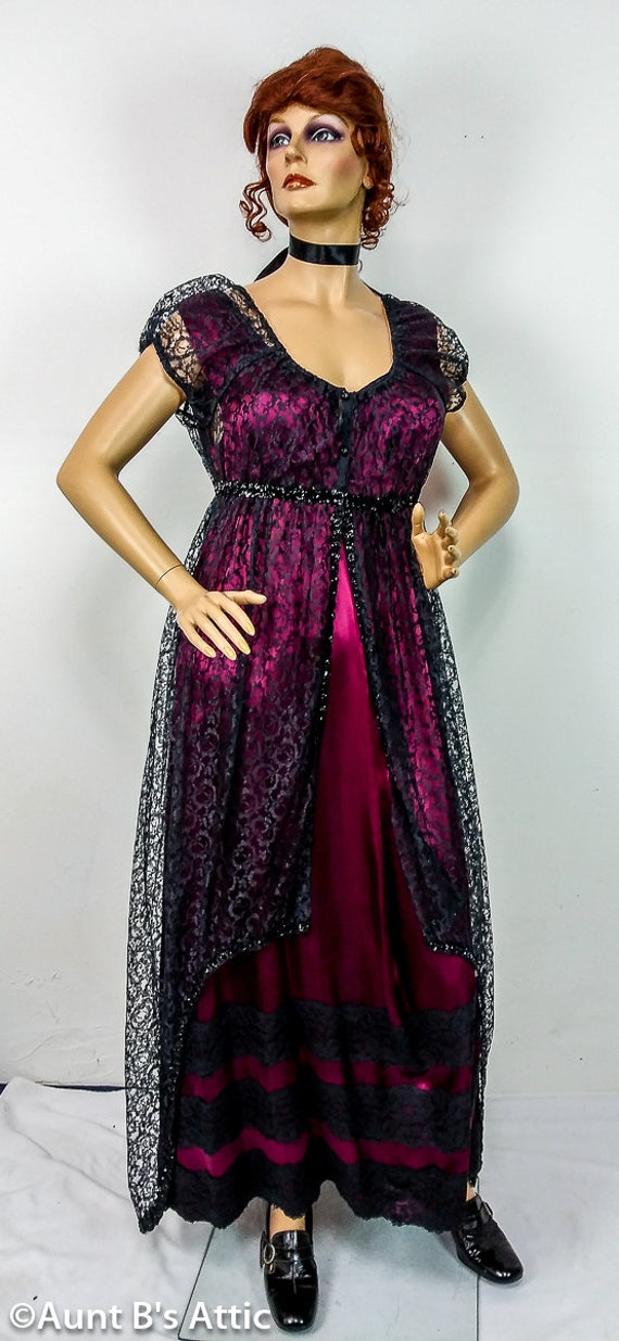 Titanic Ära Frühe 1900Er "Rose" Look Handarbeit Kostüm Kleid 2stk Burg/Schwarz 18-20 von AuntBeezAttic