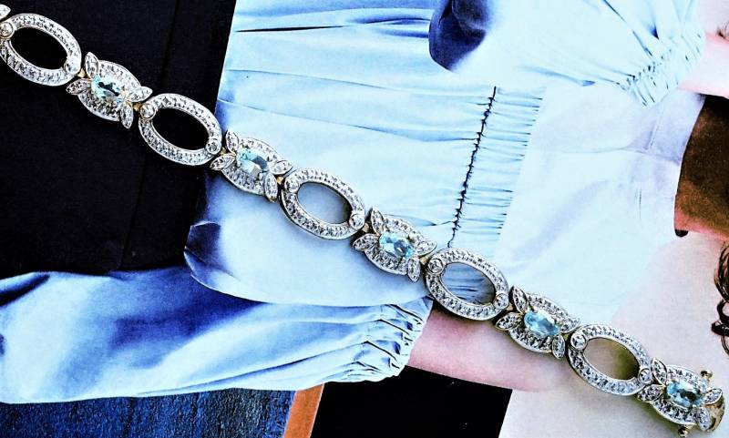 Vintage Blautopas Sterlingsilber Vergoldet Armband von AuntBettysCurio