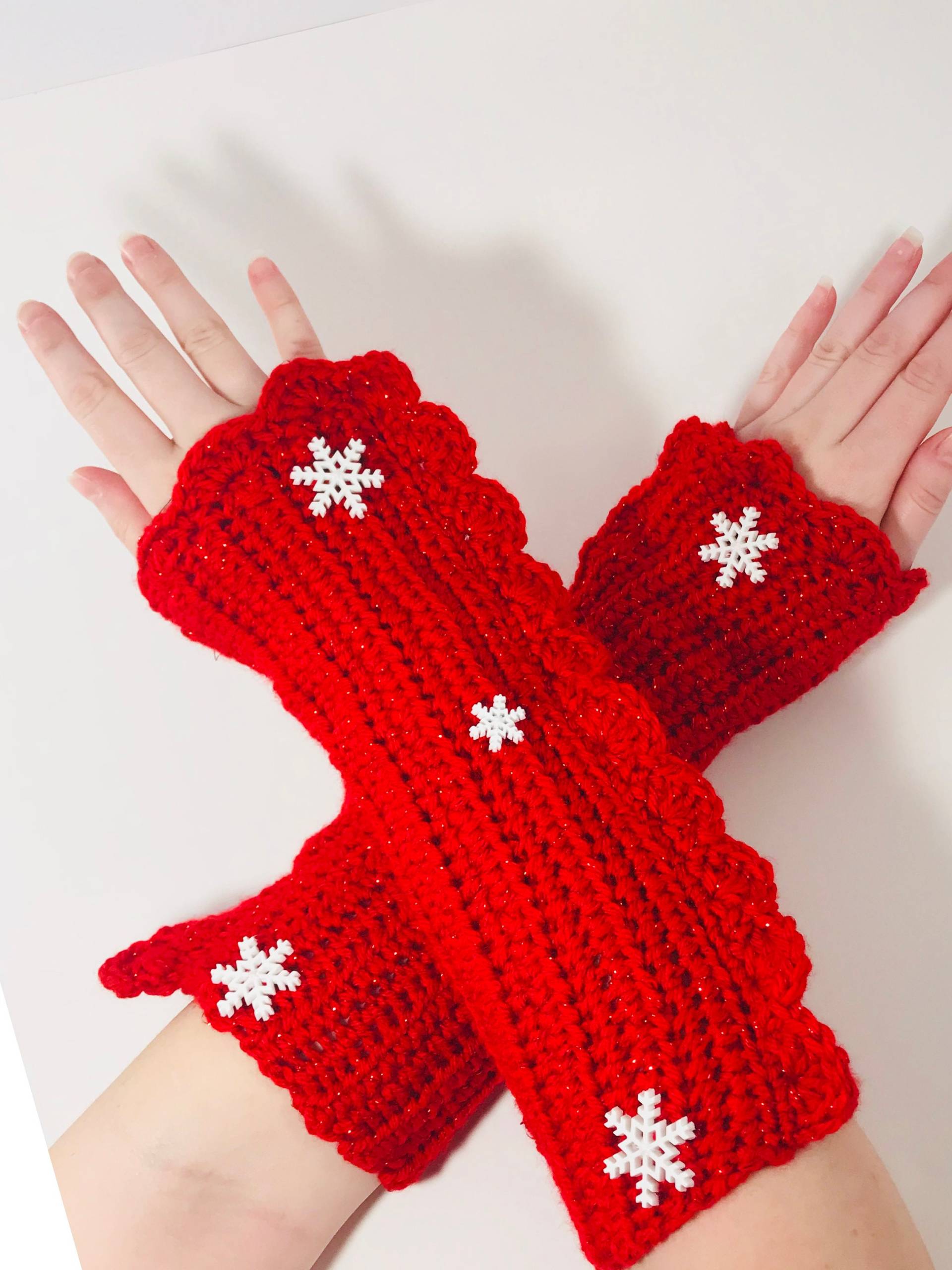 Rot Häkeln Schneeflocke Tasten Armstulpen Rot Häkeln Schneeflocke Tasten Armstulpen von AuntBooBoosGifts