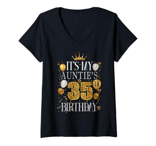 Damen Es ist der 35. Geburtstag meiner Tante. Herzlichen Glückwunsch zum Geburtstag, 35 Jahre T-Shirt mit V-Ausschnitt Damen Es ist der 35. Geburtstag meiner Tante. Herzlichen Glückwunsch zum Geburtstag, 35 Jahre T-Shirt mit V-Ausschnitt von Auntie 35th Birthday Gift From Niece Nephew