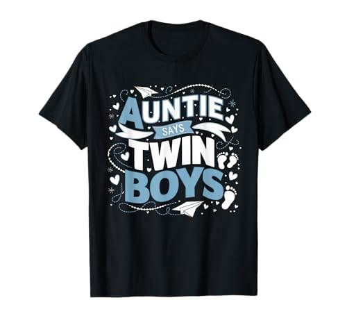 Auntie Says Twin Boys Geschlechter Enthüllung T-Shirt Auntie Says Twin Boys Geschlechter Enthüllung T-Shirt von Auntie Gender Reveal Zwillinge Party