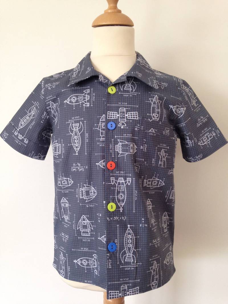 Jungen Kurzarm Shirt, Kleinkind 100 % Baumwolle, Rakete Druck, Raumschiff Druck von AuntyRag