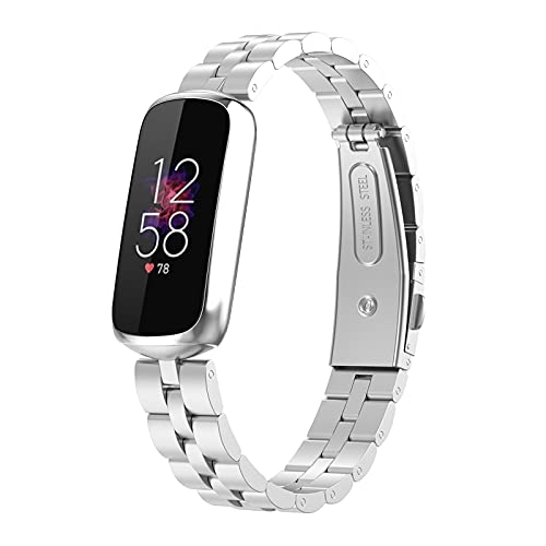 Aunye Armband Kompatibel mit Fitbit-Luxe Watch - Edelstahl Ersatzarmband - Sport Bänder Ersatz Armbänder Watch Replacement Band Damen Herren (Silber) von Aunye