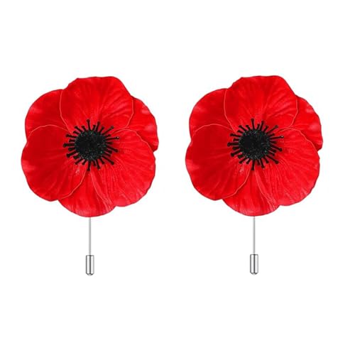 2 x rote Mohnblumen-Anstecknadel, Mohnblumen-Anstecknadeln, Broschen für Damen und Mädchen 2 x rote Mohnblumen-Anstecknadel, Mohnblumen-Anstecknadeln, Broschen für Damen und Mädchen von Auony
