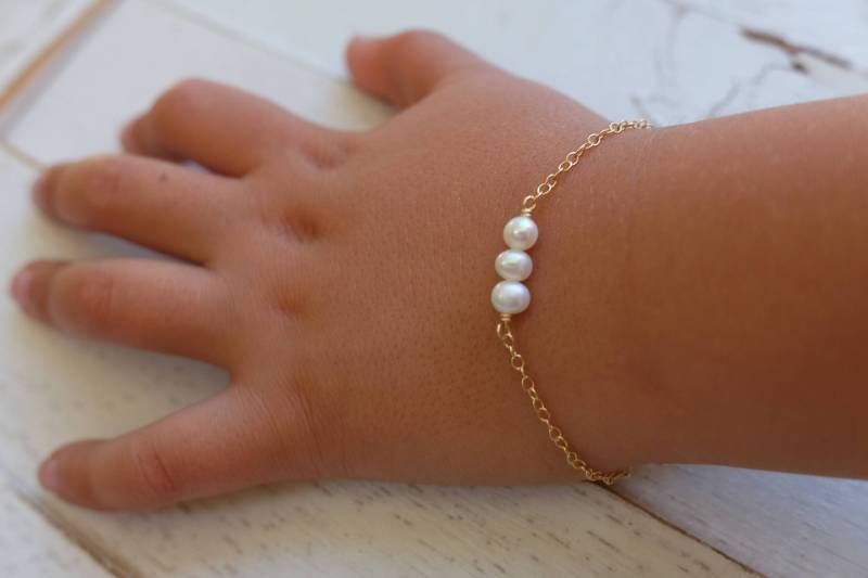 Echte Süßwasser Perle Baby Armband-Baby-Dusche-Geschenk-Baby Mädchen Geschenk-Kleinkind Armband-Kleinkind Armband-Geburtstagsgeschenk Für von Aupetitpied