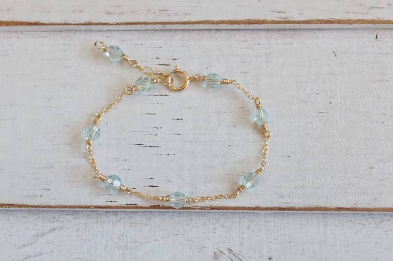 Geburtsstein Armband, Geburtsstein Schmuck, Baby Armband, Fußkettchen Neugeborene, Baby Mädchen Geschenk, Kleinkind Armband-Kind Armband-Mädchen von Aupetitpied