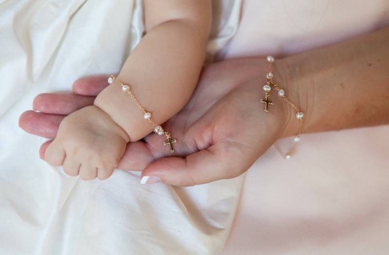 Kreuzarmband Mutter Und Kind-Babyarmband-Baby Shower Geschenk-Passende Armbänder-Taufgeschenk-Taufarmband-Mama Ich Geschenk von Aupetitpied