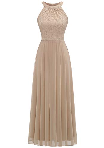 Dressystar 0040 Abendkleider Ballkleider Maxi Spitzen Schulterfrei Ohne Arm Abiballkleider Einfarbig Champagner L von Aupuls