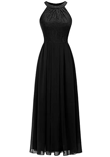 Dressystar 0040 Damen Maxi Lang Abendkleider Elegant Spitzen Ballkleid Ärmellos Hochzeit Schwarz L von Aupuls