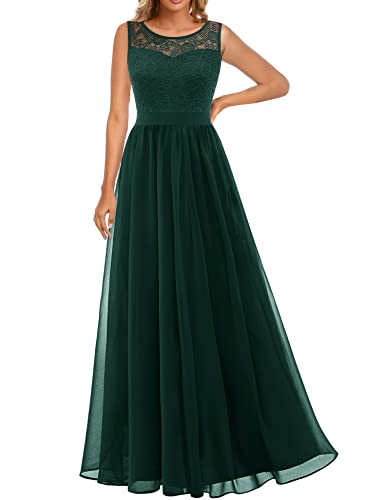 Dressystar 0046 Abendkleid Basic Chiffon Spitzen Ärmellos Brautjungfernkleider Bodenlang Grün L von Aupuls