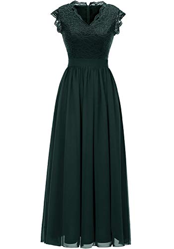 Dressystar Damen Elegant Ballkleider V-Ausschnitt Flora Spitze Chiffon Lang Cocktailkeider Abendkleider Grün L von Aupuls