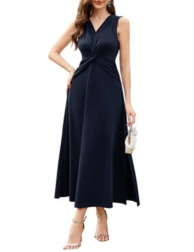 Aupuls Abendkleid Damen Kleider Damen Sommer Kleid Damen Lang Cocktailkleid Damen Lang Kleider Damen Sommer Kleid Elegant Kleid Hochzeitsgast Kleider Damen Elegant Kleider AUPG010NavyXXL von Aupuls
