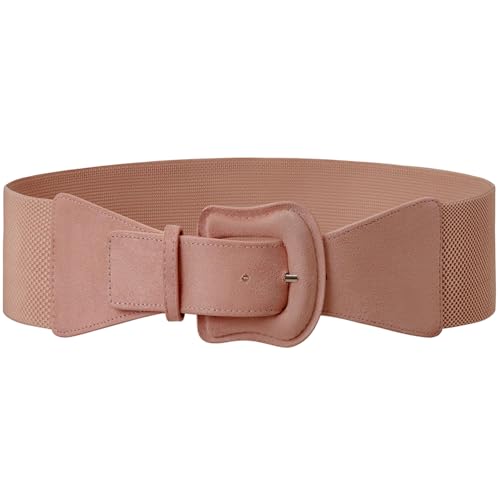 Aupuls Breiter Gürtel Damen für Kleid Wildleder Taillengürtel Stretchgürtel Waist Belt AUPB011 Pink L von Aupuls