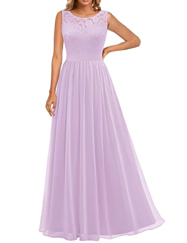 Dressystar 0046 Abendkleid Basic Chiffon Spitzen Ärmellos Brautjungfernkleider Bodenlang Lavender M von Aupuls