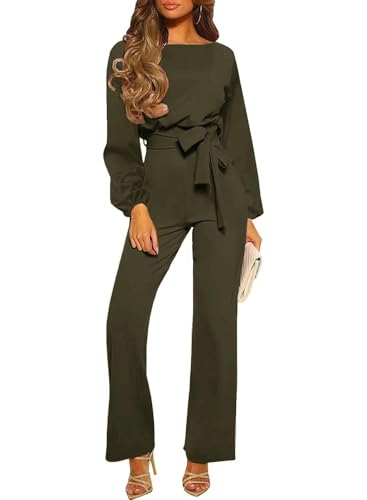 Aupuny Damen Elegante Langarm Laterne Ärmel Jumpsuit mit Gürtel Weites Bein Hosen Jumpsuit XXL XX-Large Grün Aupuny Damen Elegante Langarm Laterne Ärmel Jumpsuit mit Gürtel Weites Bein Hosen Jumpsuit XXL XX-Large Grün von Aupuny