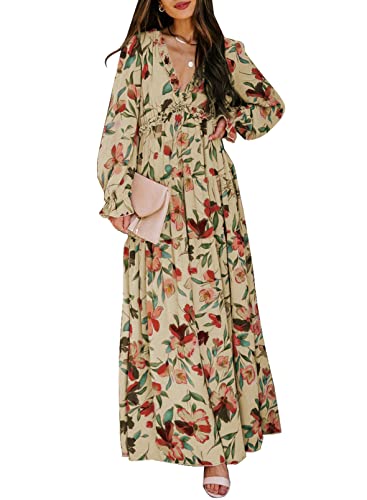 Aupuny Elegante Lässige Lange Kleider Lang Wellenkleider Mit V-Ausschnitt L Große Aprikose Aupuny Elegante Lässige Lange Kleider Lang Wellenkleider Mit V-Ausschnitt L Große Aprikose von Aupuny