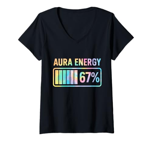 Damen Aura Energy 67 Funny Six Seven Meme Gen Alpha Slang T-Shirt mit V-Ausschnitt Damen Aura Energy 67 Funny Six Seven Meme Gen Alpha Slang T-Shirt mit V-Ausschnitt von Aura Energy 67 Shirt