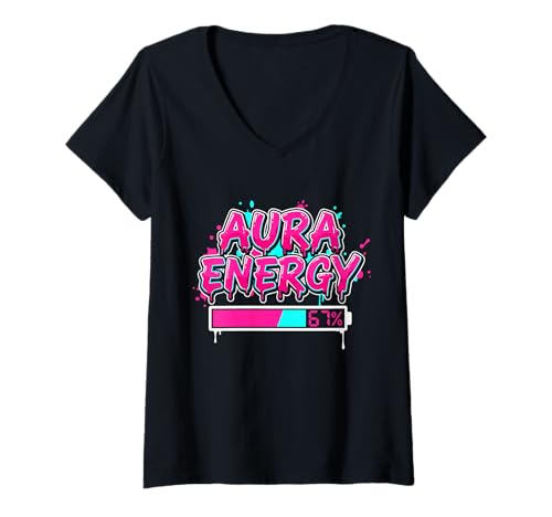 Damen Aura Energy 67 Six Seven Drip Lustiges Gen-Alpha-Spiel T-Shirt mit V-Ausschnitt Damen Aura Energy 67 Six Seven Drip Lustiges Gen-Alpha-Spiel T-Shirt mit V-Ausschnitt von Aura Energy 67 Six Seven Drip Funny Gen Alpha