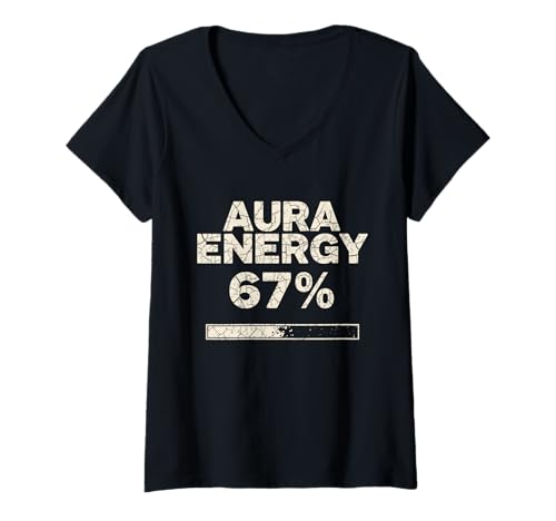 Damen Aura Energy at 67 Six Seven Lustiges Gen-Alpha-Slang-Meme T-Shirt mit V-Ausschnitt Damen Aura Energy at 67 Six Seven Lustiges Gen-Alpha-Slang-Meme T-Shirt mit V-Ausschnitt von Aura Energy Level For Mindfulness Seekers Apparel