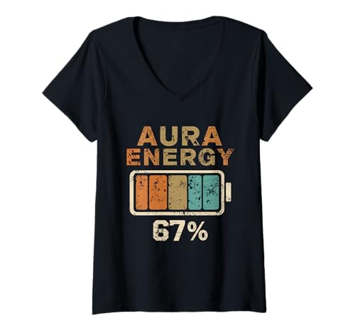 Damen Aura Energy at 67 Six Seven Lustiges Gen-Alpha-Slang-Meme T-Shirt mit V-Ausschnitt Damen Aura Energy at 67 Six Seven Lustiges Gen-Alpha-Slang-Meme T-Shirt mit V-Ausschnitt von Aura Energy Level For Mindfulness Seekers Apparel