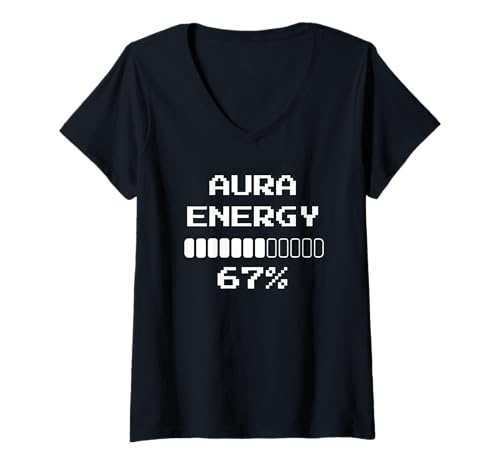 Damen Aura Energy at 67 Funny Six Seven Meme Gen Alpha T-Shirt mit V-Ausschnitt Damen Aura Energy at 67 Funny Six Seven Meme Gen Alpha T-Shirt mit V-Ausschnitt von Aura Energy Points Six Seven Meme Tees