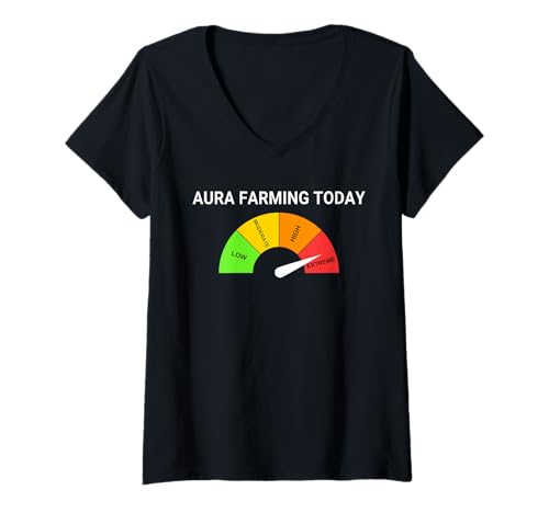 Damen Aura Landwirtschaft Heute Aura -Landwirtschaftstrend T-Shirt mit V-Ausschnitt Damen Aura Landwirtschaft Heute Aura -Landwirtschaftstrend T-Shirt mit V-Ausschnitt von Aura Farming Meme