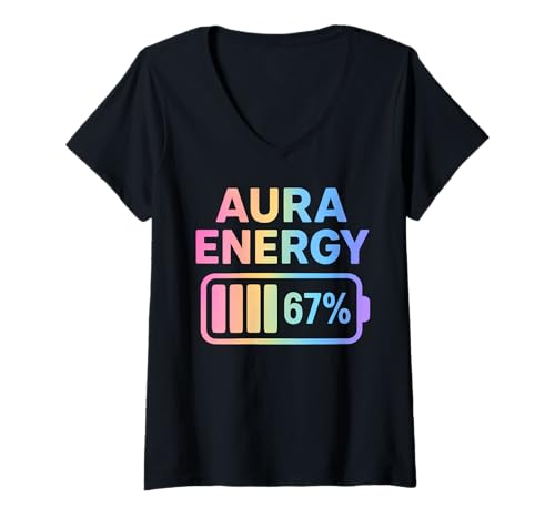 Damen Lustige Aura-Energie bei 67 Six Seven Meme Gen Alpha Slang T-Shirt mit V-Ausschnitt Damen Lustige Aura-Energie bei 67 Six Seven Meme Gen Alpha Slang T-Shirt mit V-Ausschnitt von Aura Farming Points Six Seven Energy Apparels.