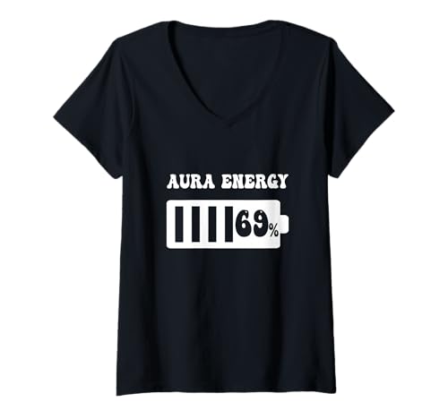Damen lustiger Erwachsener Humor 69 Aura Energie T-Shirt mit V-Ausschnitt Damen lustiger Erwachsener Humor 69 Aura Energie T-Shirt mit V-Ausschnitt von Aura neunundsechzig Energie Erwachsener Humor