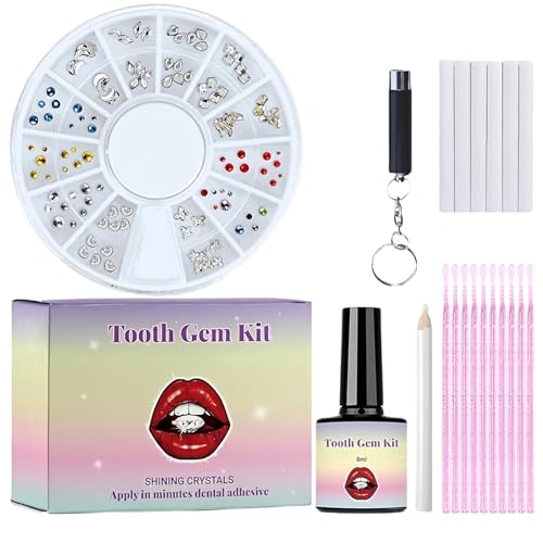 DIY Zahn Edelsteine Kit Elegante Abnehmbare Zahnsteine für Frauen Glänzende Diamant Kristall Zähne Schmuck Trendige Mode Langlebig Dental Decor Perfekt für Partys & Besondere Anlässe von AuraAnge