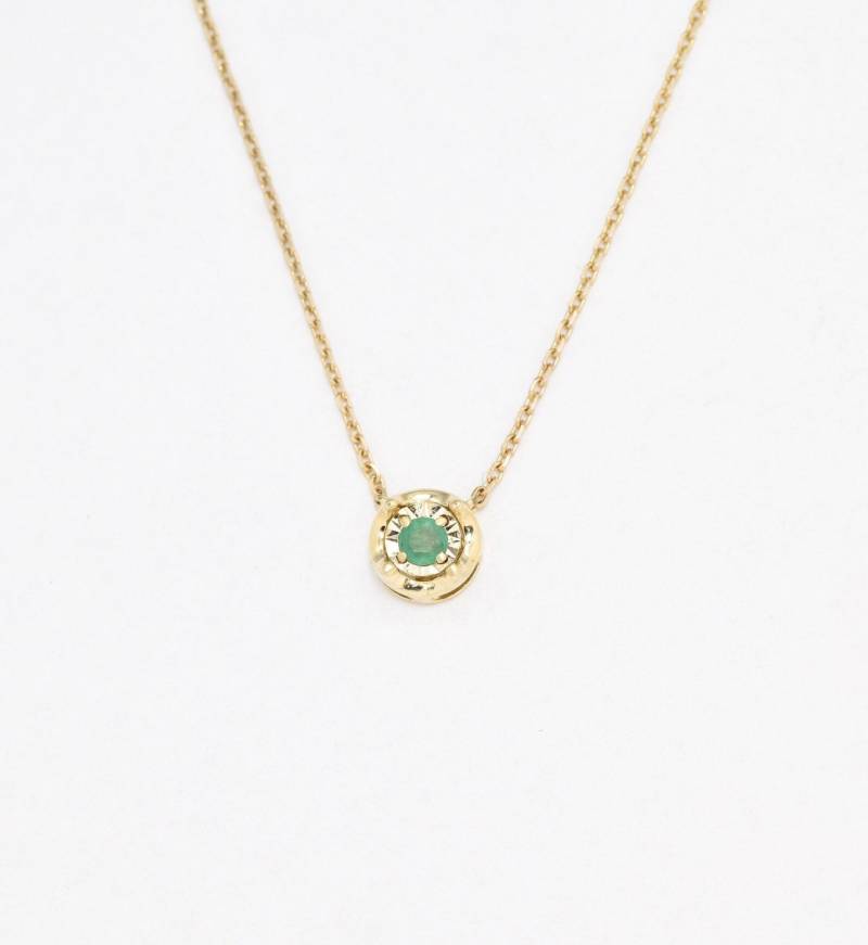 Echte Smaragd Halskette, 14K Solid Gold Zierliche Echte Anhänger, Authentisieren Halskette von AuraFaithJewelry