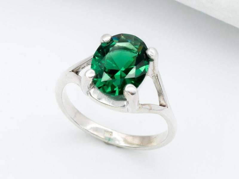 Silber Smaragd Ring, Solitär Ring Smaragd, Erstellt Versprechen Kann Geburtsstein, Grüner Grün von AuraFaithJewelry