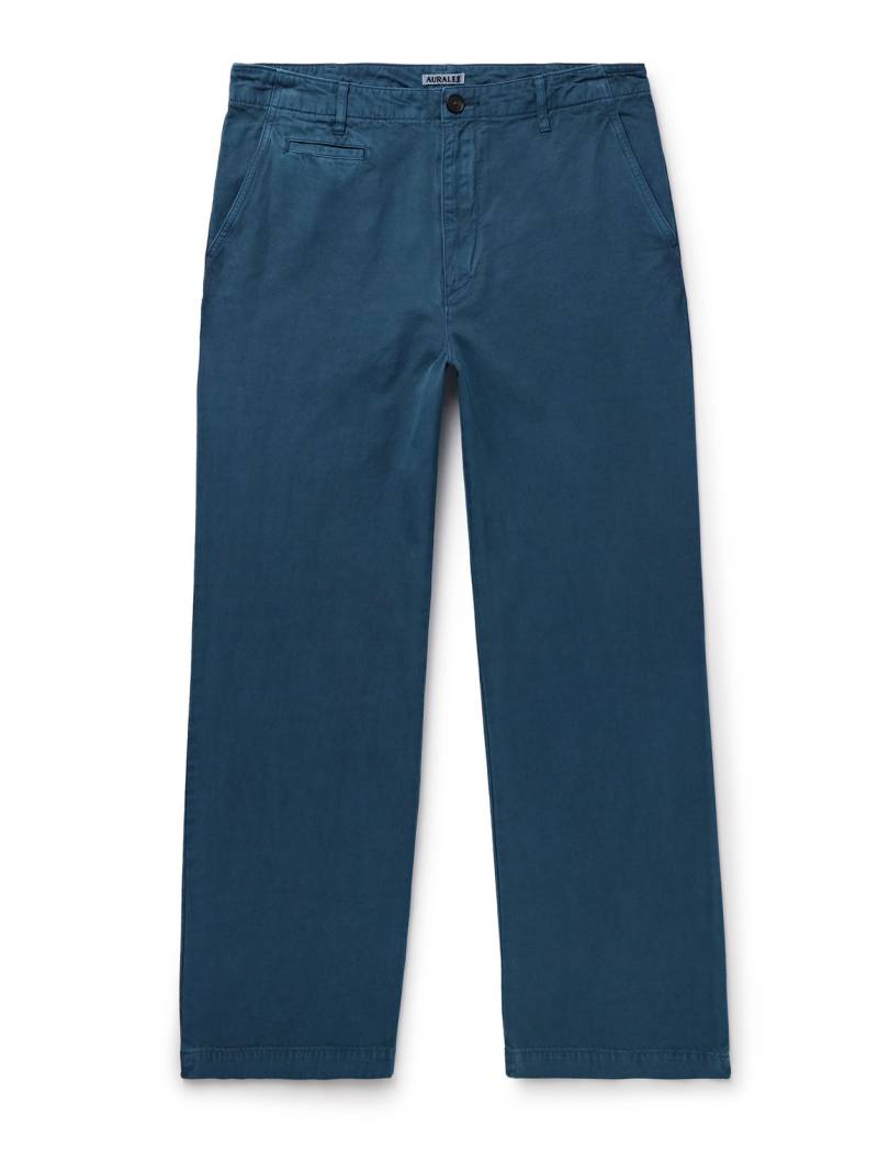 Auralee - Straight-Leg Cotton-Twill Trousers - Men - Blue - 3 von Auralee