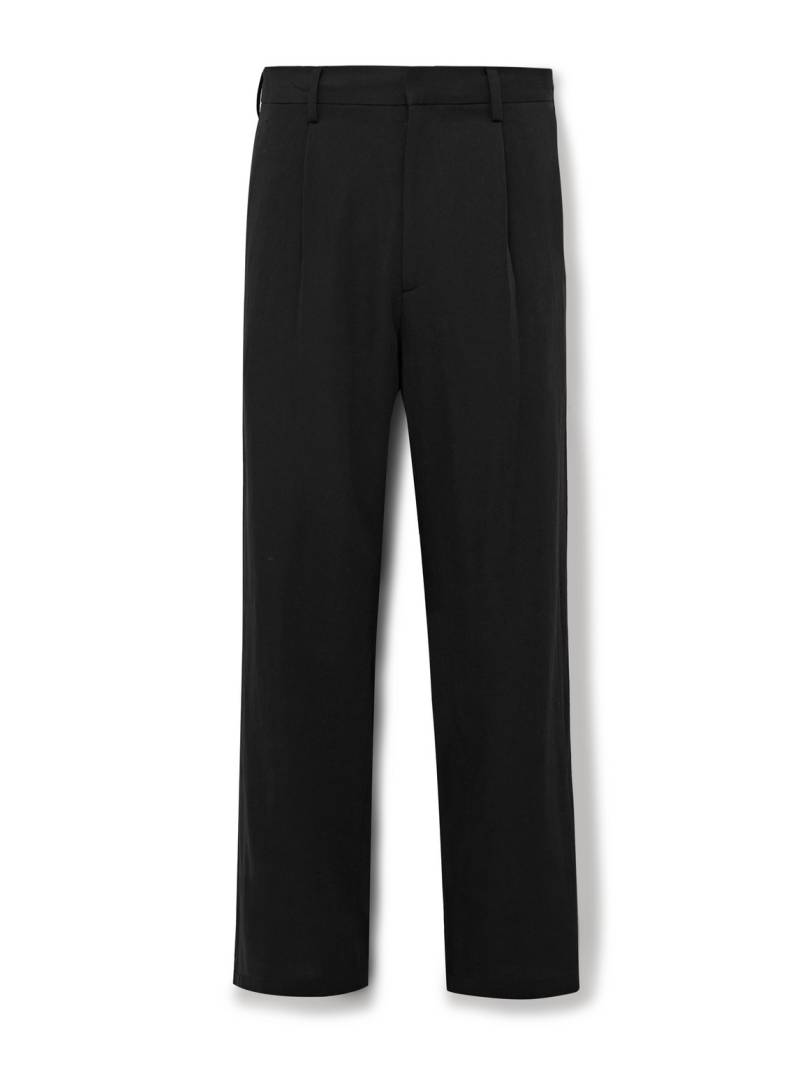Auralee - Straight-Leg Pleated Cotton and Wool-Blend Gabardine Trousers - Men - Black - 3 von Auralee