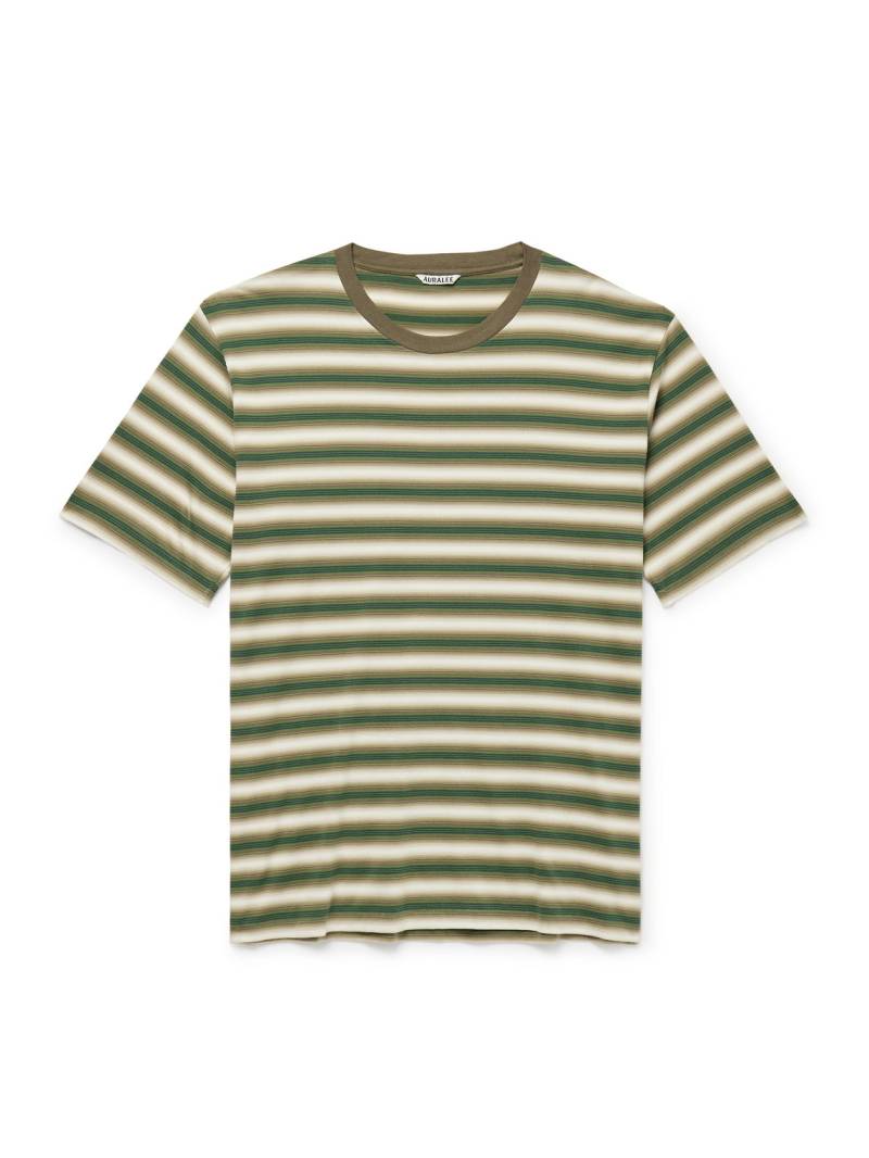Auralee - Striped Cotton-Jersey T-Shirt - Men - Green - 3 von Auralee