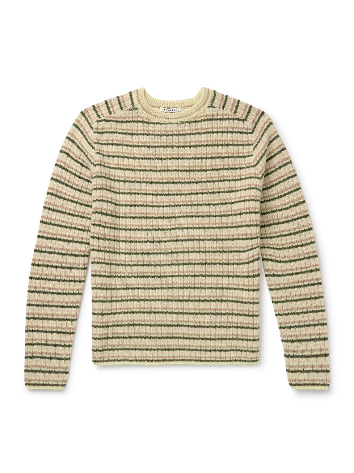 Auralee - Striped Shetland Wool and Cashmere-Blend Sweater - Men - Neutrals - 4 Auralee - Striped Shetland Wool and Cashmere-Blend Sweater - Men - Neutrals - 4 von Auralee