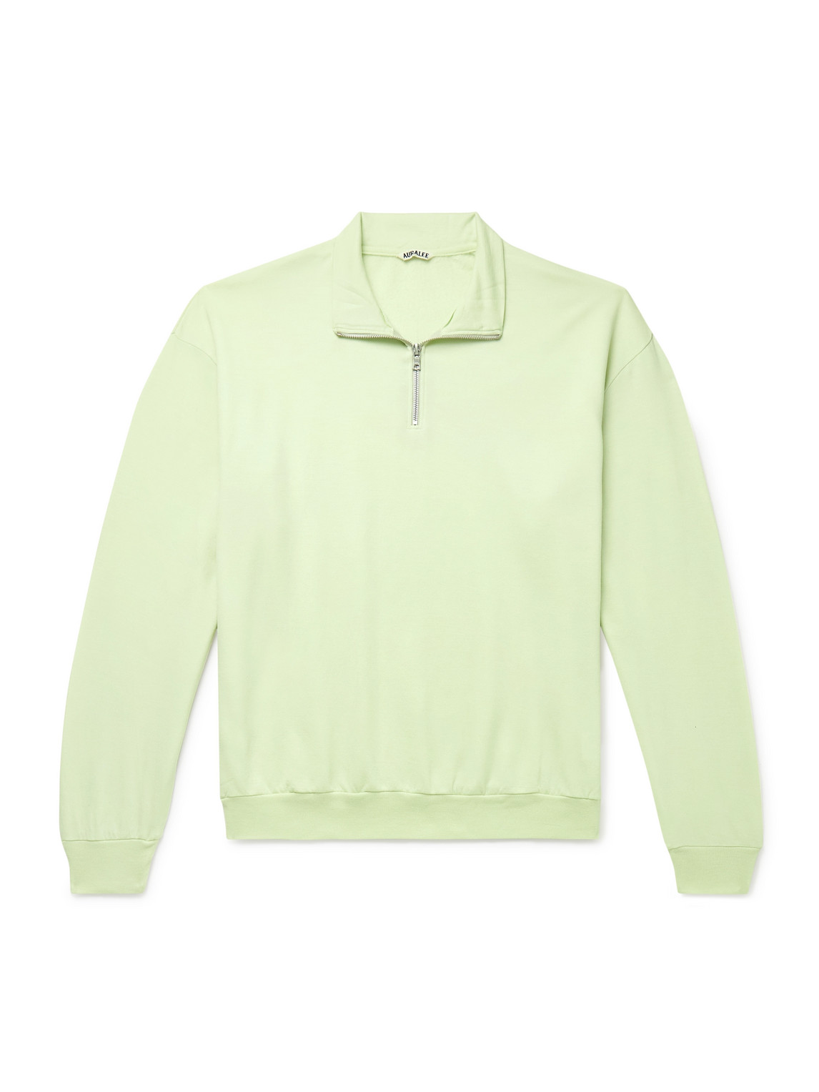 Auralee - Wool-Blend Jersey Half-Zip Sweatshirt - Men - Green - 4 von Auralee