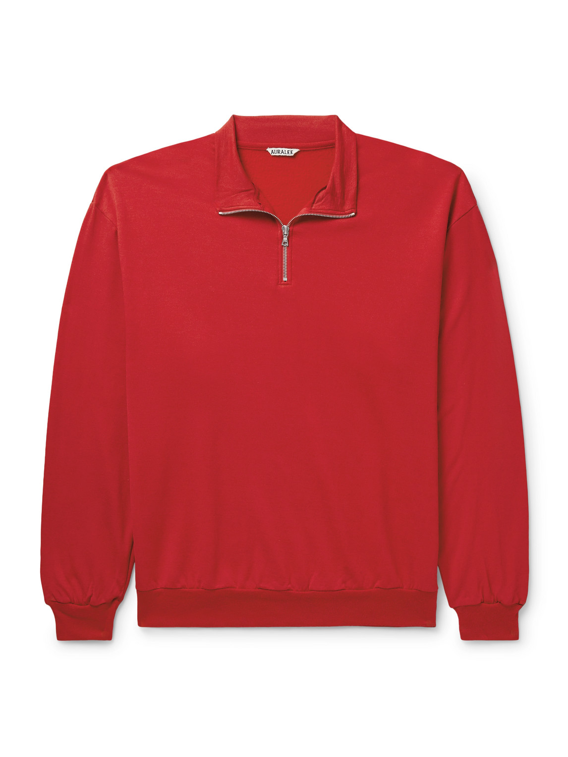 Auralee - Wool-Blend Jersey Half-Zip Sweatshirt - Men - Red - 3 Auralee - Wool-Blend Jersey Half-Zip Sweatshirt - Men - Red - 3 von Auralee