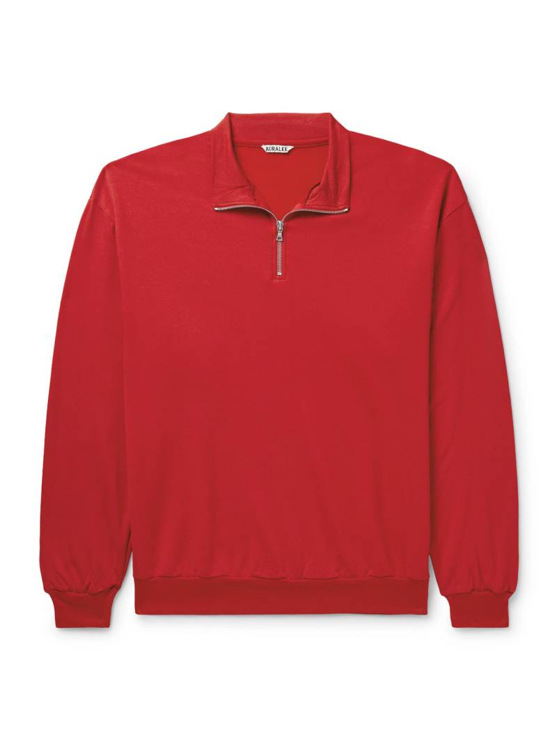 Auralee - Wool-Blend Jersey Half-Zip Sweatshirt - Men - Red - 4 von Auralee
