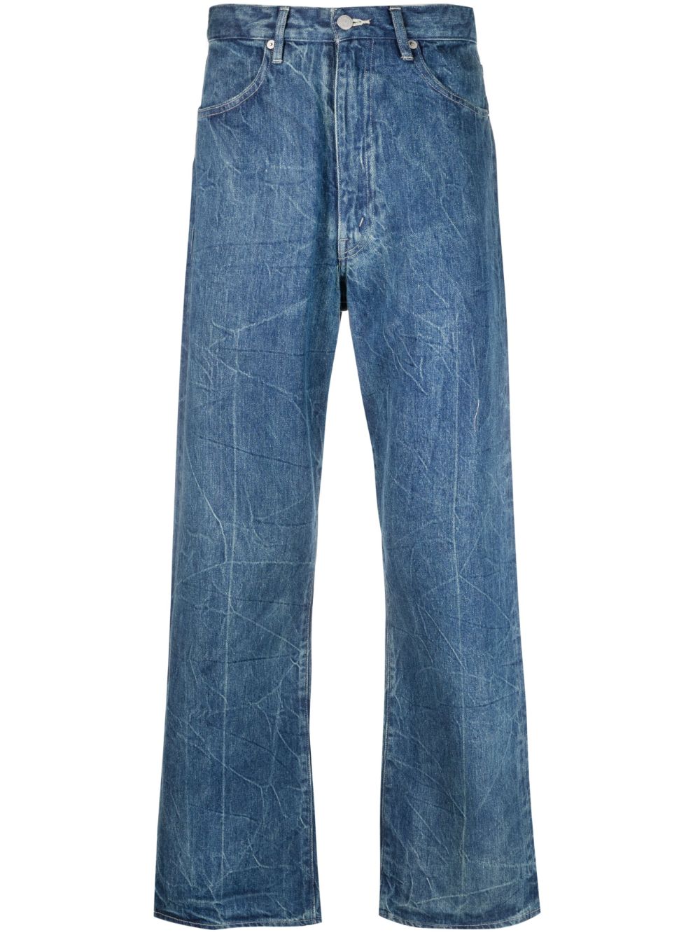 Auralee Ausgestellte Jeans mit Knitteroptik - Blau von Auralee