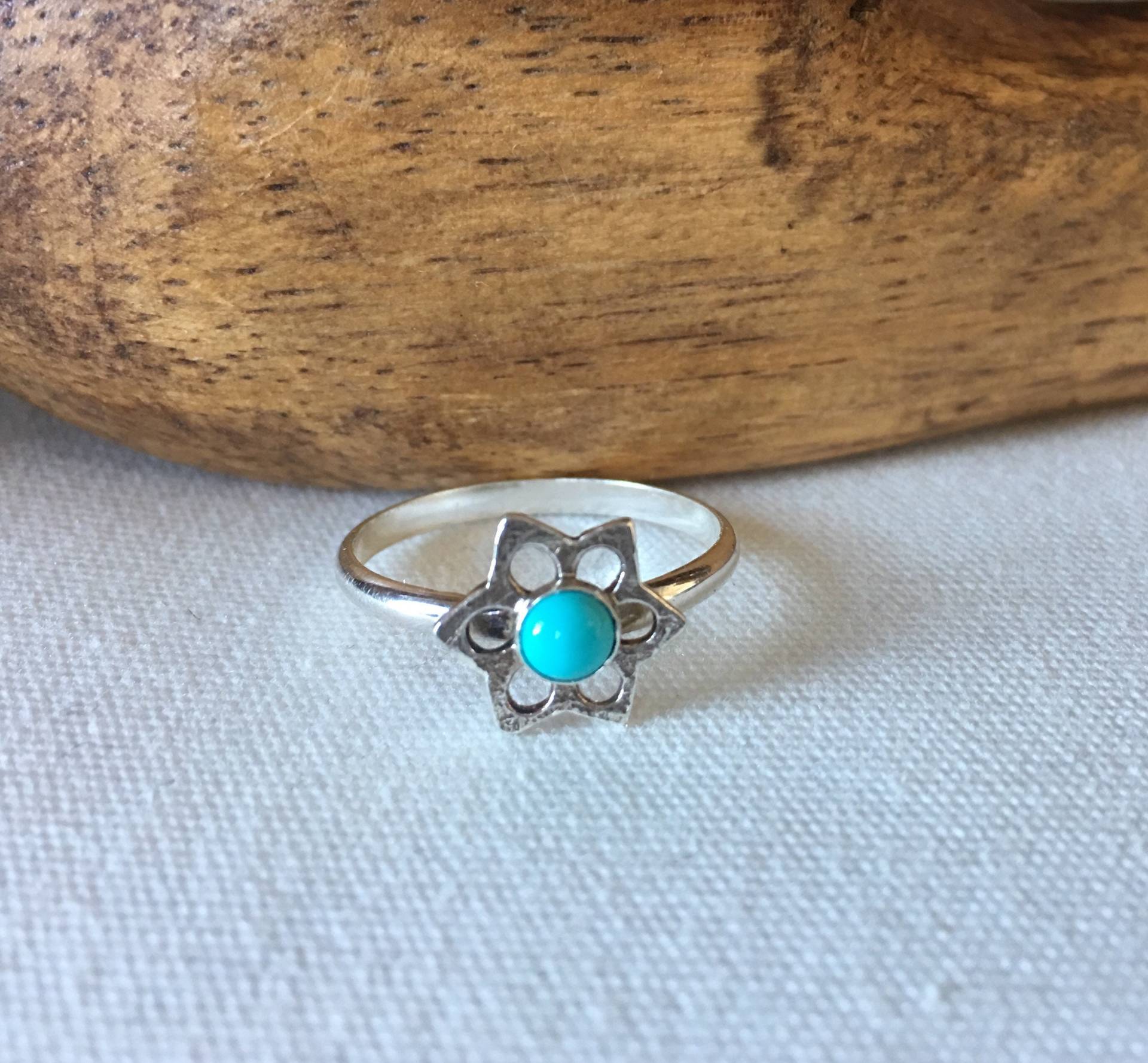 Türkis Blume Sterling Silber Ring, Größe 7 von AuraleeCompany